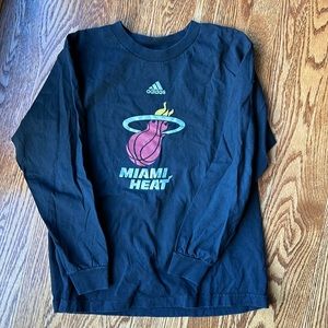 Kids Adidas Black Miami Heat Long Sleeve Shirt, Size Large